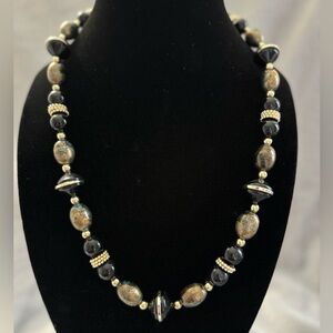Chic Black and Gold Beaded Necklace